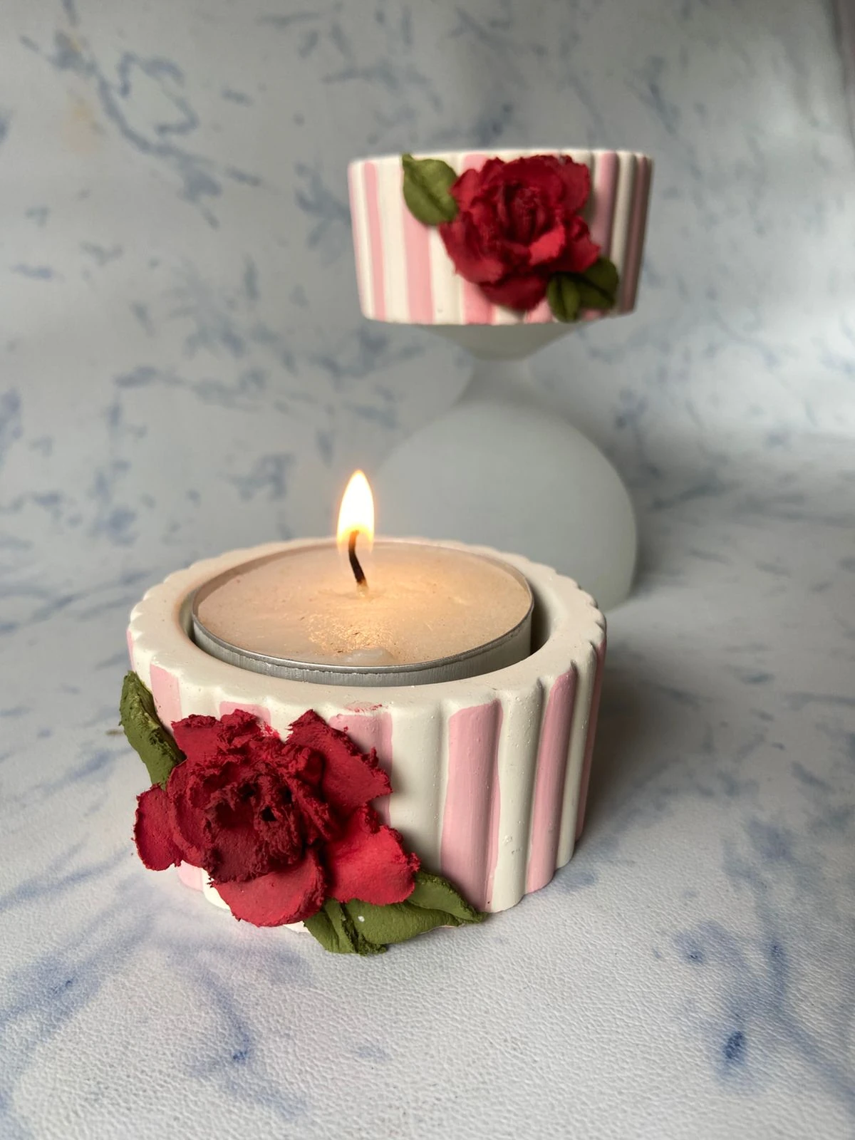Surkh Gulab Ribbed Tealight Duo