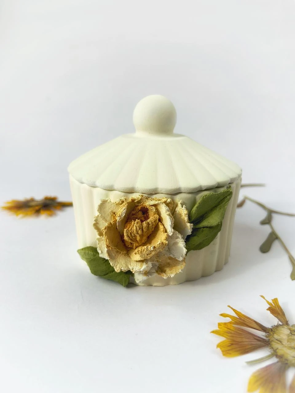 Noor Ivory Floral Keepsake Jar